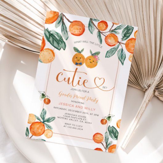 Invitation Orange Genre Reveal Qu'est-ce que la petite mignon