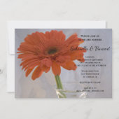 Invitation Orange Gerber Daisy en Vase Mariage (Devant)