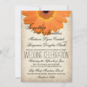 Invitation Orange Gerber Daisy Rustic Mariages campagnards In (Devant)