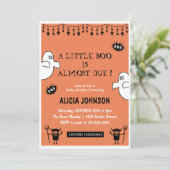 Invitation Orange Ghosts Little bot baby shower d'Halloween (Debout devant)