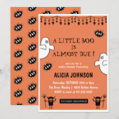 Invitation Orange Ghosts Little bot baby shower d'Halloween (Devant / Derrière)