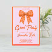 Invitation Orange Gingham Bow Graduation Party (Debout devant)