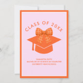 Invitation Orange Gingham Bow Graduation Party (Dos)