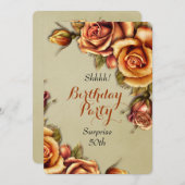 Invitation Orange Glow Rose fête d'anniversaire (Devant / Derrière)