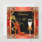 Invitation Orange Gold Fabulous 30 Anniversaire Party 2 (Devant)