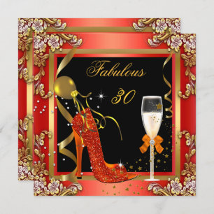 Invitation Orange Gold Fabulous 30 Anniversaire Party 2
