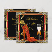 Invitation Orange Gold Fabulous 30 Anniversaire Party 3 (Devant / Derrière)