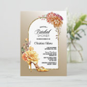 Invitation Orange Gold Floral Arch Fête des mariées or (Debout devant)