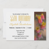 Invitation Orange Gold Floral Succulent 55e fête d'anniversai (Devant)