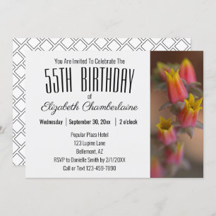 Invitation Orange Gold Floral Succulent 55e fête d'anniversai