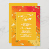 Invitation Orange Gold Parties scintillant Surprise fête d'an (Devant / Derrière)