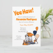 Invitation Orange Graduation Cap Cowboy Boot Arrangement (Debout devant)
