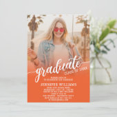 Invitation Orange | Graduation Photo Grad Graduate Party (Debout devant)