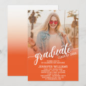 Invitation Orange | Graduation Photo Grad Graduate Party (Devant / Derrière)