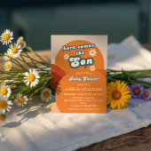 Invitation Orange Gras Foncé C'est Arrivé Le Petit Garçon Bab