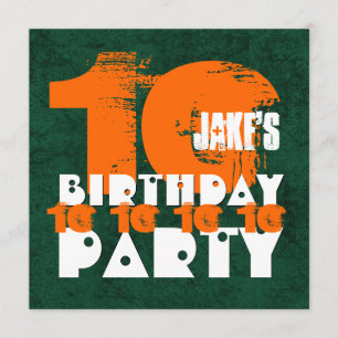 Invitation ORANGE GREEN 10e fête d'anniversaire 10 ans V02C1