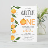 Invitation Orange Green Notre Petite Cutie Premier Anniversai (Debout devant)