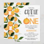 Invitation Orange Green Notre Petite Cutie Premier Anniversai (Devant / Derrière)