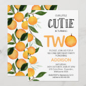 Invitation Orange Green Our Little Cutie 2e anniversaire (Devant / Derrière)