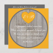 Invitation Orange gris rustique coeur rimer mariage invite (Devant / Derrière)