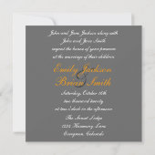 Invitation Orange gris rustique coeur rimer mariage invite (Dos)
