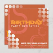 Invitation Orange Grunge Electro Party Anniversaire Invitatio (Devant / Derrière)