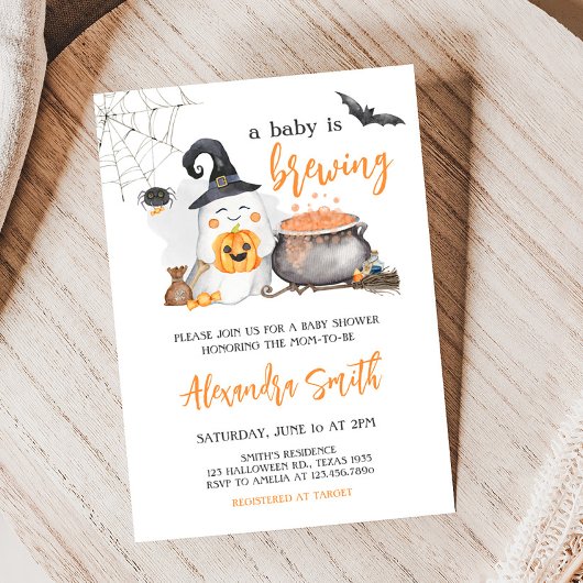 Invitation Orange Halloween Baby brasse le Baby shower