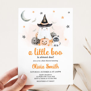 Invitation Orange Halloween Little Boo Baby shower