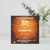Invitation Orange Halloween Party avec Citrouilles et chauves (Debout devant)