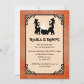 Invitation Orange Halloween sorcière problème est la fête de (Devant)