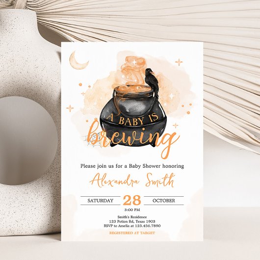 Invitation Orange Halloween Un bébé brasse du Baby shower
