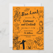 Invitation Orange Hand Drag Cowboy Thème Halloween Party (Devant)