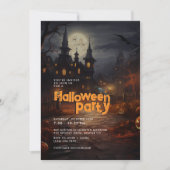 Invitation Orange Haunted House Halloween Party (Devant)
