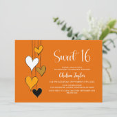 Invitation Orange Heart Theme Sweet 16 Birthday (Debout devant)