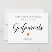 Invitation Orange Heart Will You Be My Godparents Proposition (Devant)