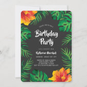 Invitation Orange Hibiscus Tropical Feuilles Anniversaire 2 (Devant)
