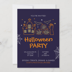 Invitation Orange Illustration Halloween Costume Party