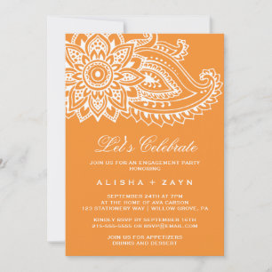 Invitation Orange Indien Paisley Célébrons