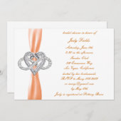 Invitation Orange Infinity Coeur nuptiale de douche Invitatio (Devant / Derrière)