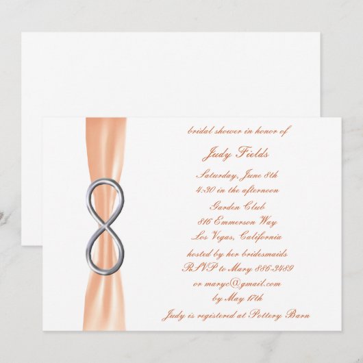 Invitation Orange Infinity Douche nuptiale (Devant / Derrière)