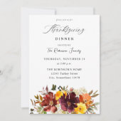 Invitation Orange & Jaune Gold Fall Florale Thanksgiving (Devant)