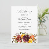 Invitation Orange & Jaune Gold Fall Florale Thanksgiving (Debout devant)