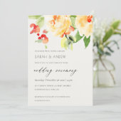 INVITATION ORANGE JAUNE ROSE ROSE ROSE ROSE MARIAGE FLORAL (Debout devant)
