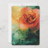 Invitation Orange Jaune Vert Or Floral Anniversaire (Dos)