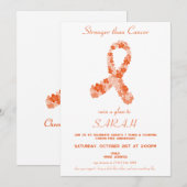 Invitation Orange Kidney Cancer Sensibilisation Parti Surviva (Devant / Derrière)