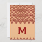 Invitation Orange Lace Mariage damassé Premium Gold Metallic (Dos)