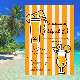 Invitation Orange L'été où j'ai eu 13 ans Mocktail Anniversai
