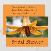 Invitation Orange Lily Flower Shower (Devant / Derrière)