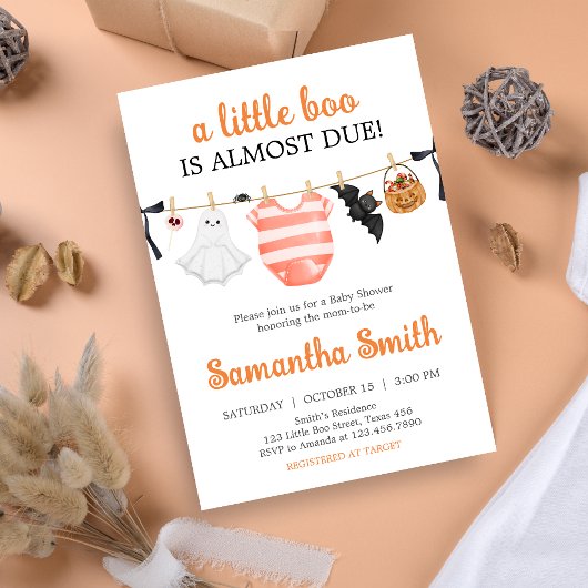 Invitation Orange Little Boo Baby shower