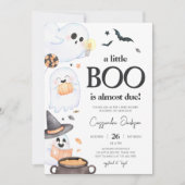 Invitation Orange Little Boo Baby shower d'Halloween (Devant)
